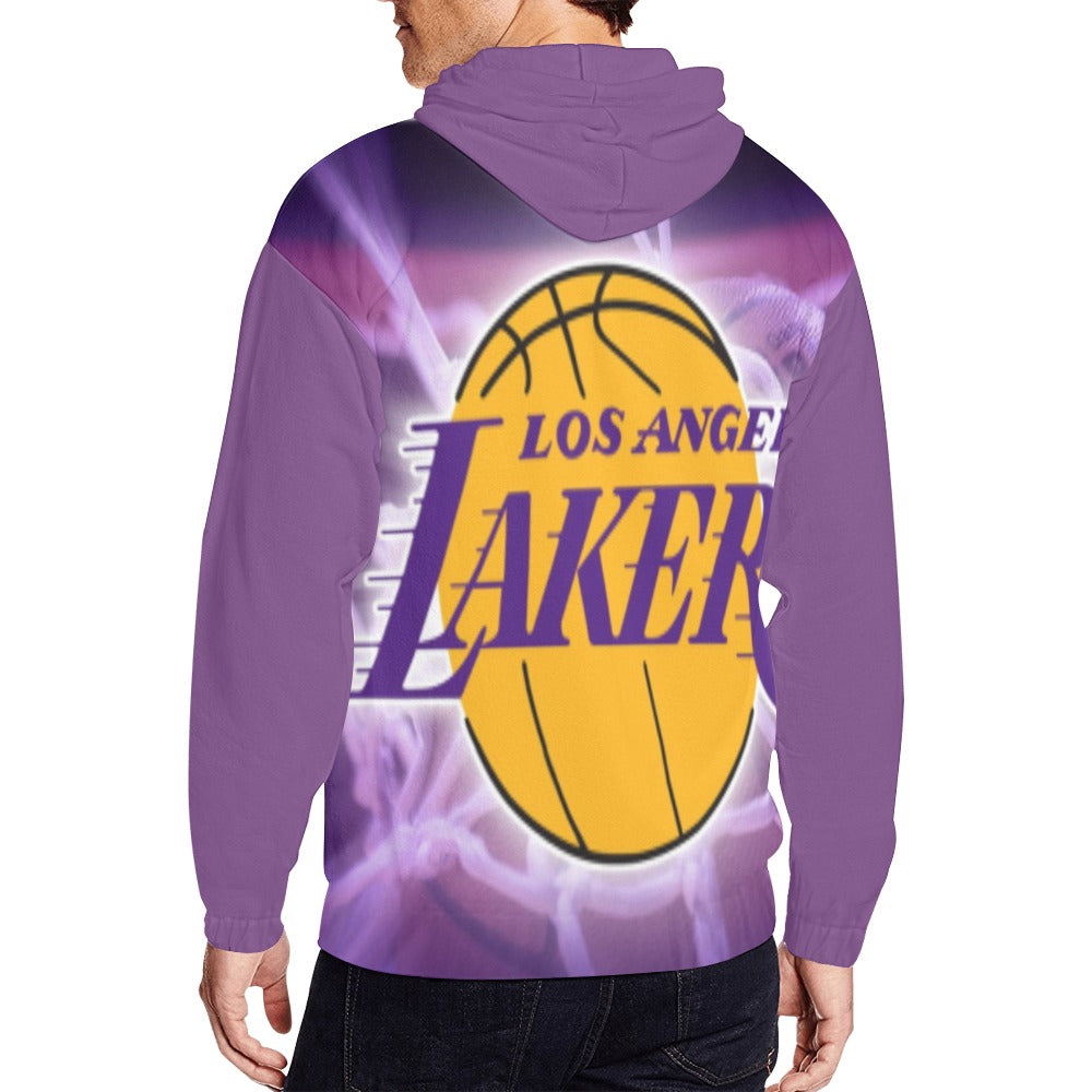 Men Lakers All Over Print Full Zip Hoodie for Men