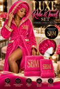 Personalized Monogram Luxe Robe and Towe with Satin Bonnet Gift Set