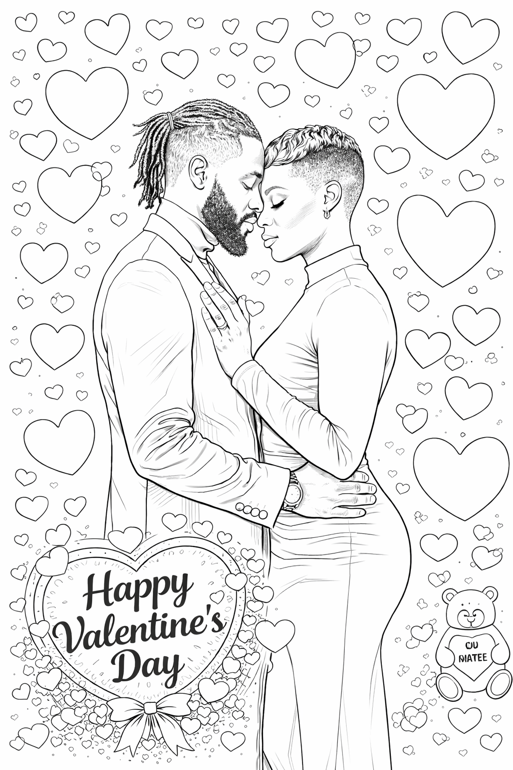 Personalized Coloring Page Canvas 8x10 Love Themed Gift Includes Colored Pencils