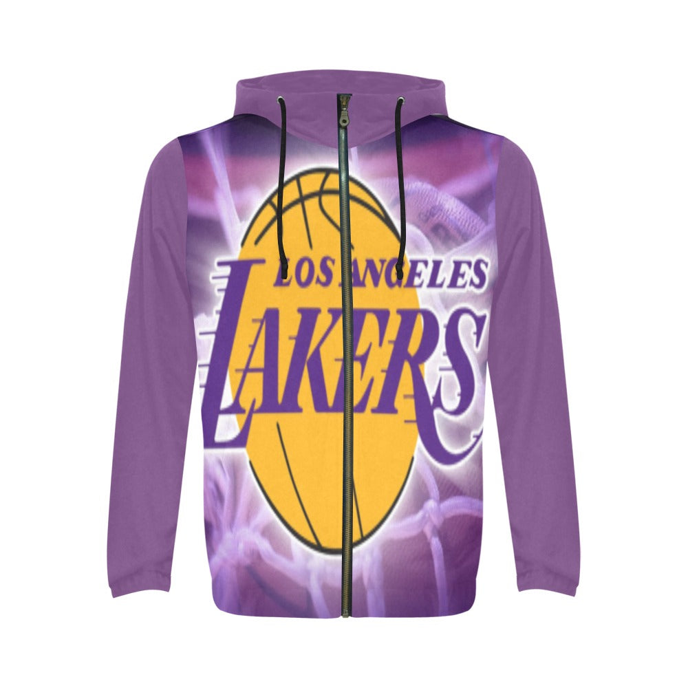 Men Lakers All Over Print Full Zip Hoodie for Men