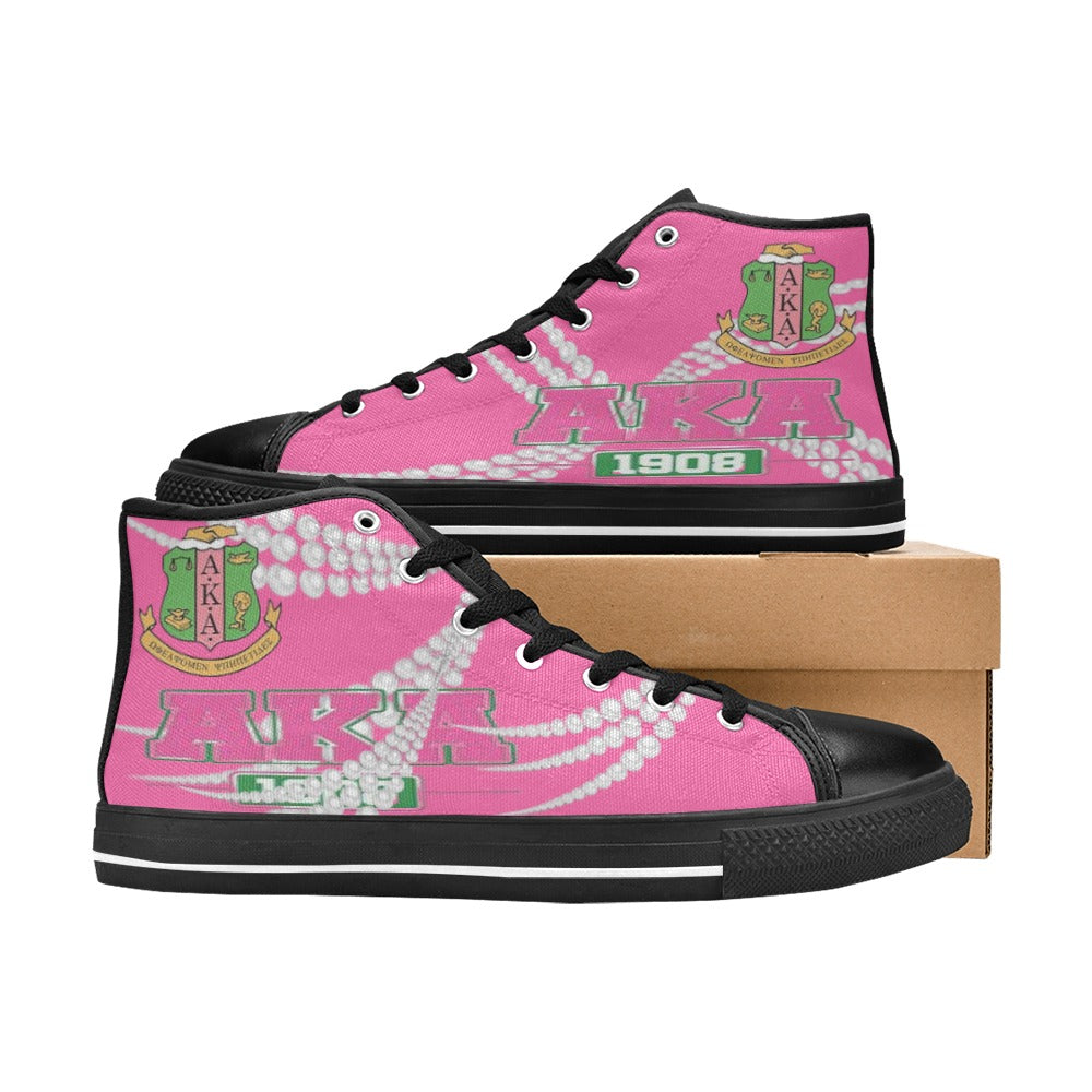 AKA Pearl Sneaker Women's Classic High Top Canvas Shoes