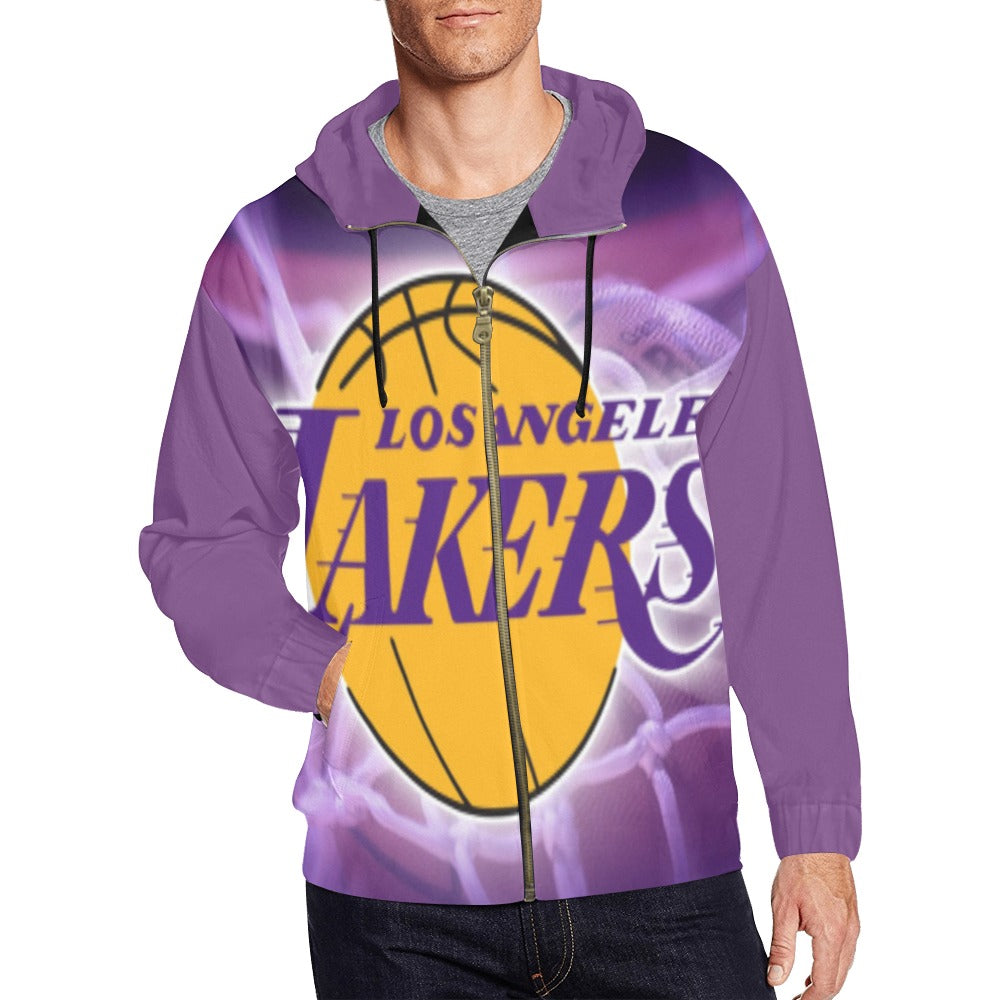 Men Lakers All Over Print Full Zip Hoodie for Men